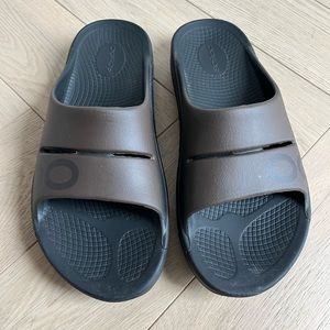 OOFOS Ooahh Sport Recovery Brown Slide Slip On Comfort Sandals Men 9 Women 11